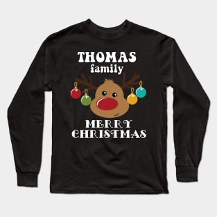 Family Christmas - Merry Christmas THOMAS family, Family Christmas Reindeer T-shirt, Pjama T-shirt Long Sleeve T-Shirt